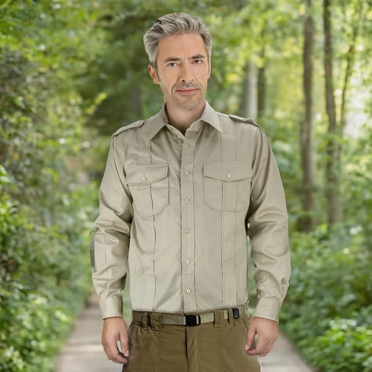 Mens Adventure Shirt Jones Jr. Shirt Raiders Safari Costume Dr. Henry Tops with Pockets Halloween Cosplay Outfit