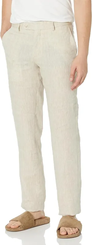 Men's Andrew Flat Front Aim Active Inspired Movement Delave Linen Suit Separate Pants Modern Fit