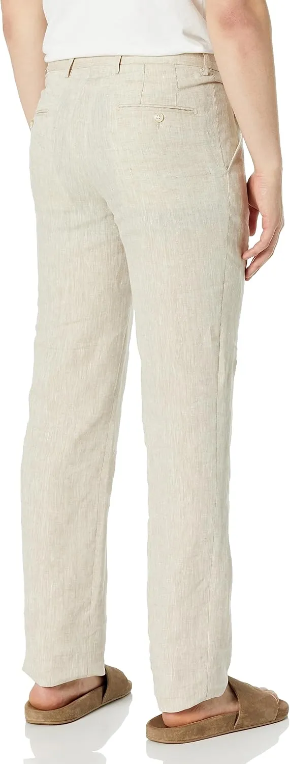 Men's Andrew Flat Front Aim Active Inspired Movement Delave Linen Suit Separate Pants Modern Fit