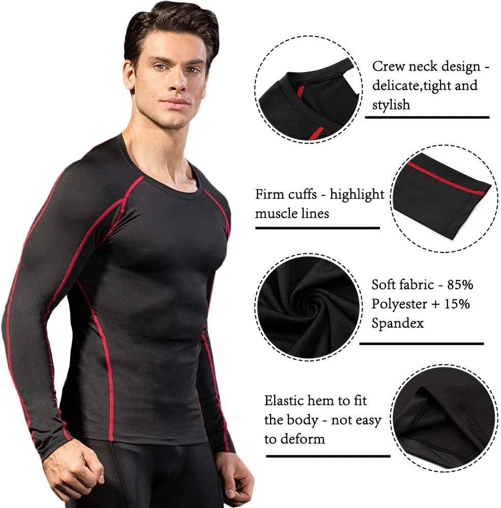 Men's Compression Shirts Long Sleeve Athletic Workout Tops Gym Undershirts Active Sports Baselayers