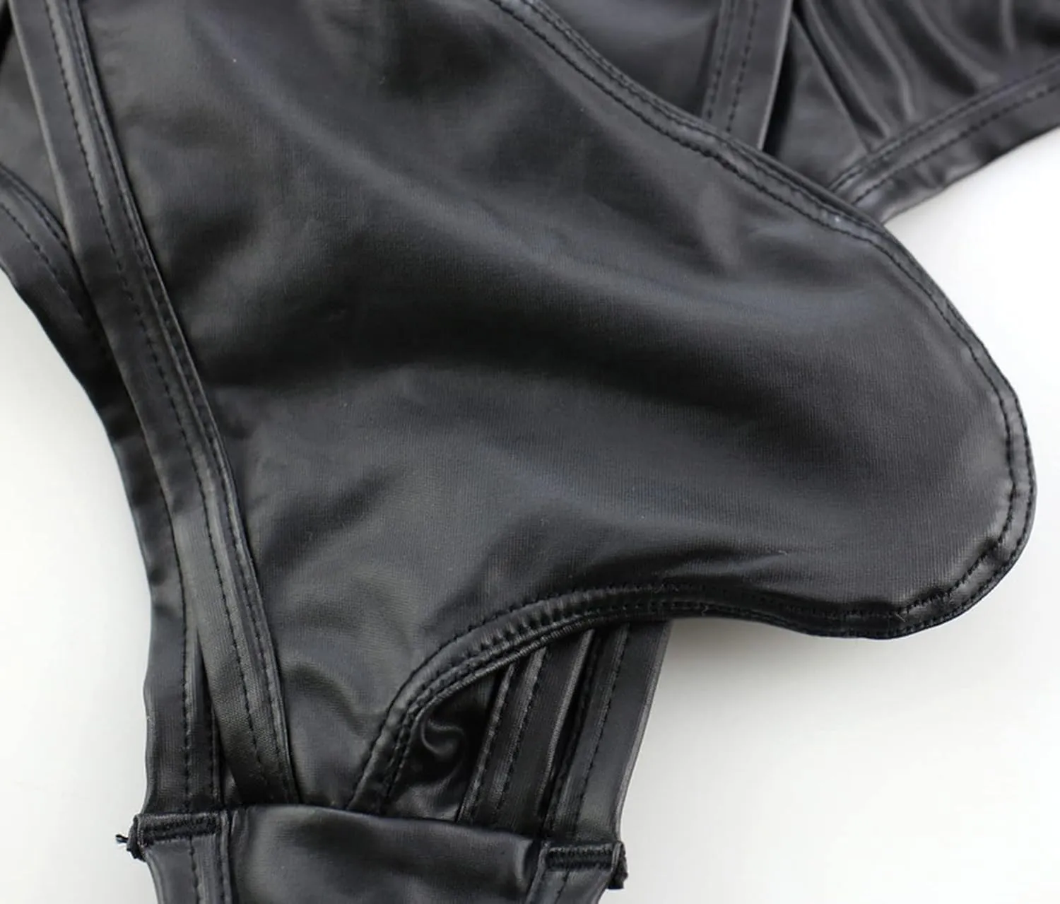 Men's Faux Leather Low Rise Shorts Detachable Briefs