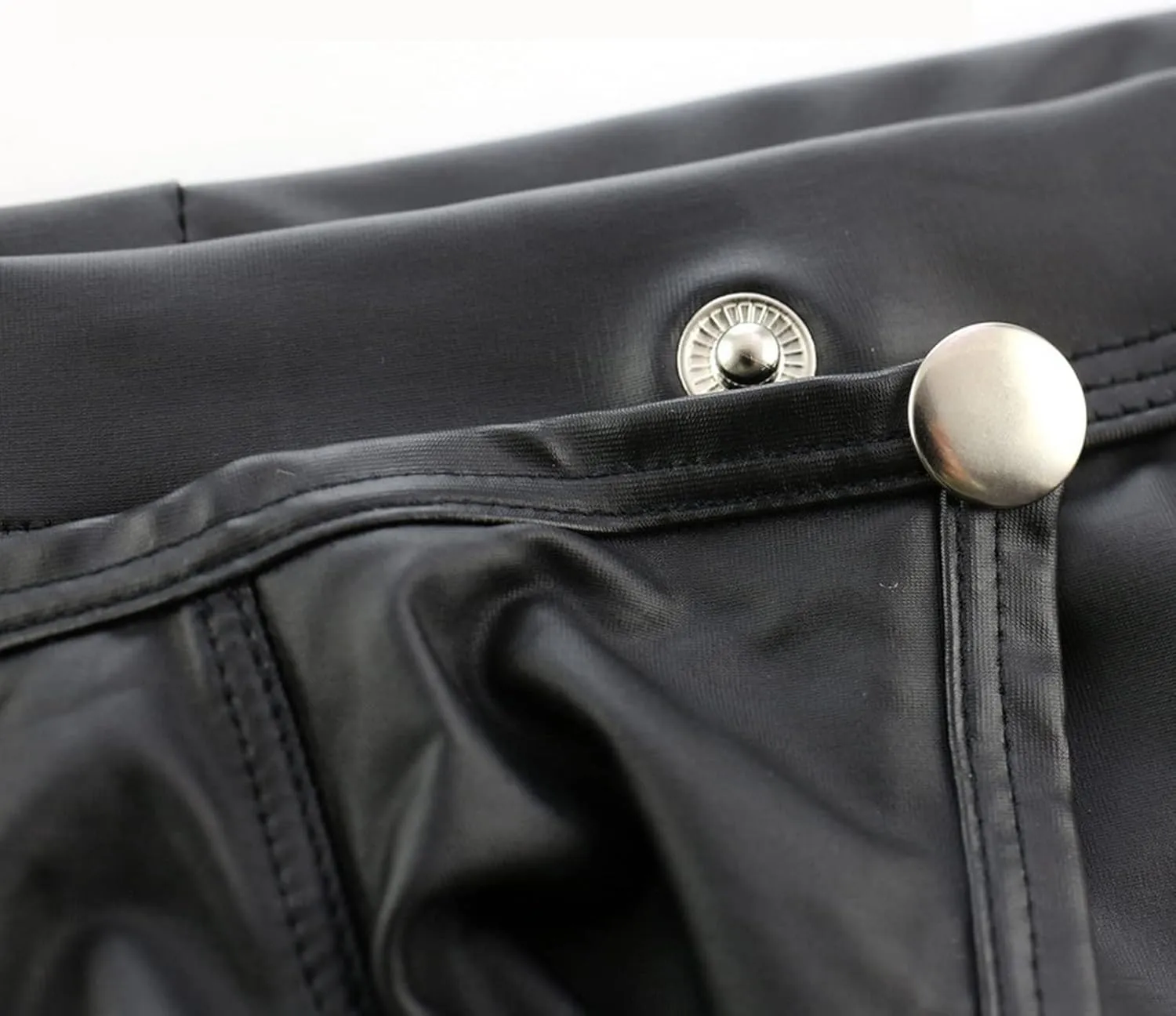 Men's Faux Leather Low Rise Shorts Detachable Briefs