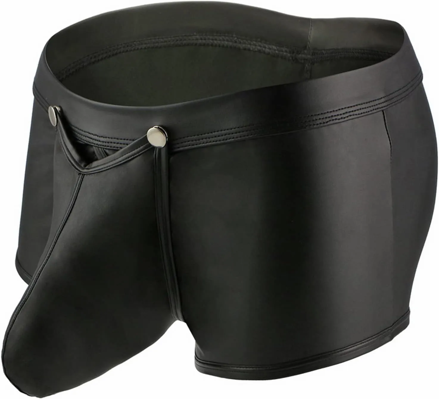 Men's Faux Leather Low Rise Shorts Detachable Briefs