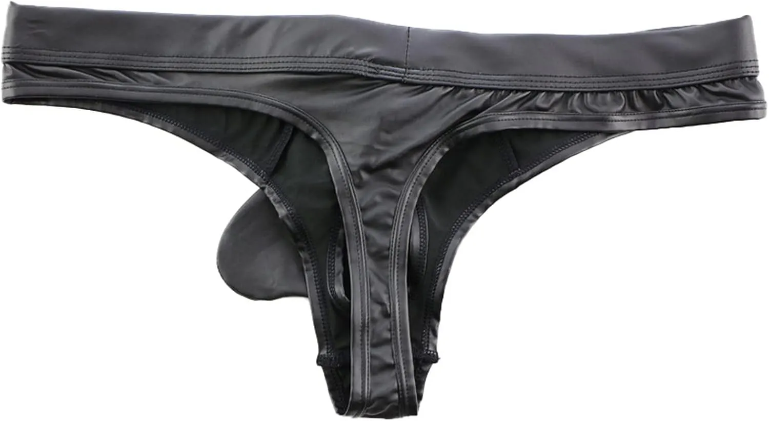 Men's Faux Leather Low Rise Shorts Detachable Briefs