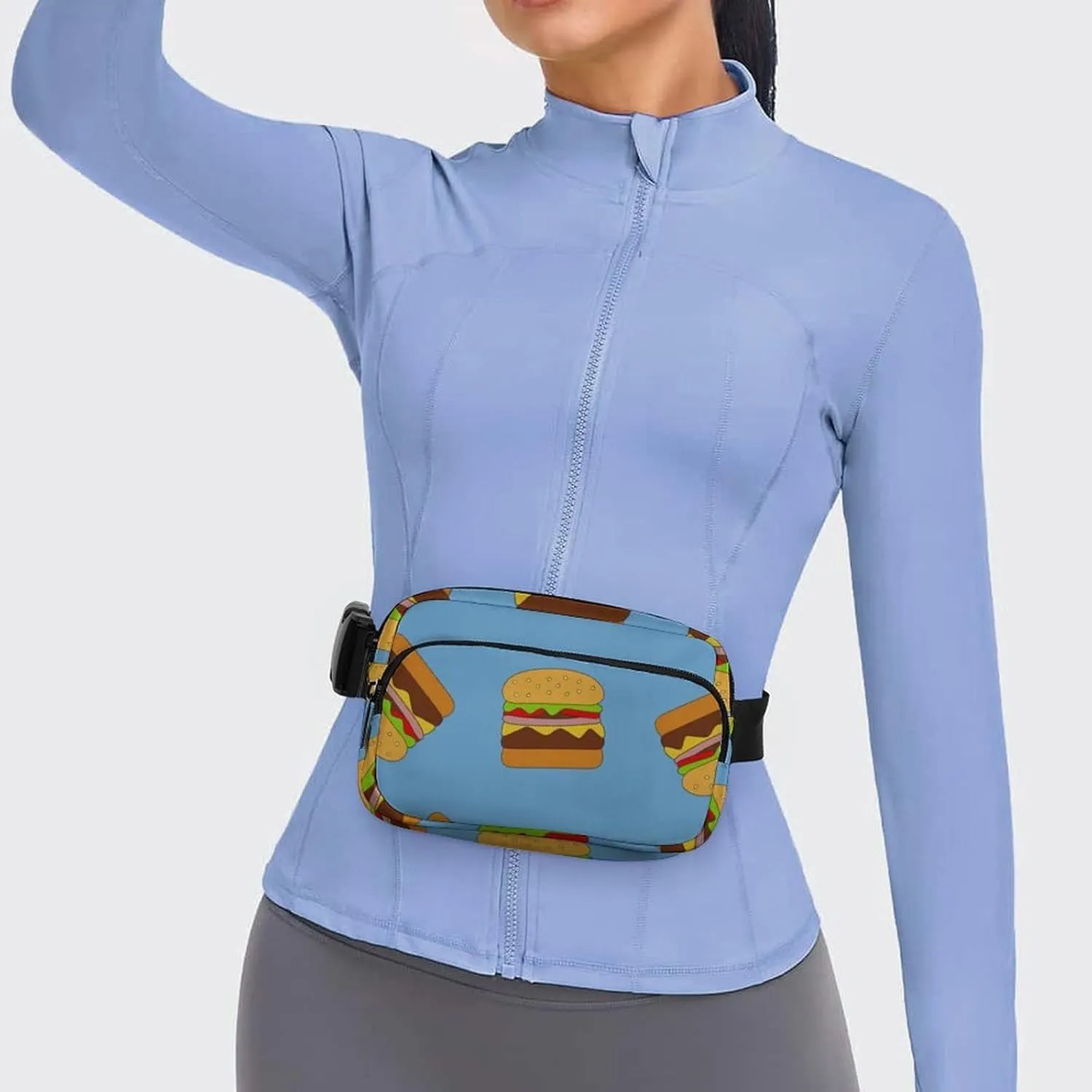 Mens Outdoor Adventure Waist Pack Adjustable Crossbody Fanny Bag Compatible with Hamburger Junk Food