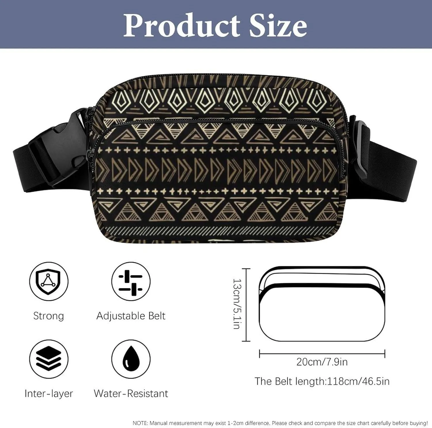 Mens Outdoor Adventure Waist Pack Adjustable Crossbody Fanny Bag Compatible with Southwestern Aztec Native American Decoration