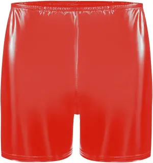 Men's PVC Mirror Glossy Faux Leather Tight Fit Casual Boxer Shorts for Clubwear & Daily Use, S-5XL