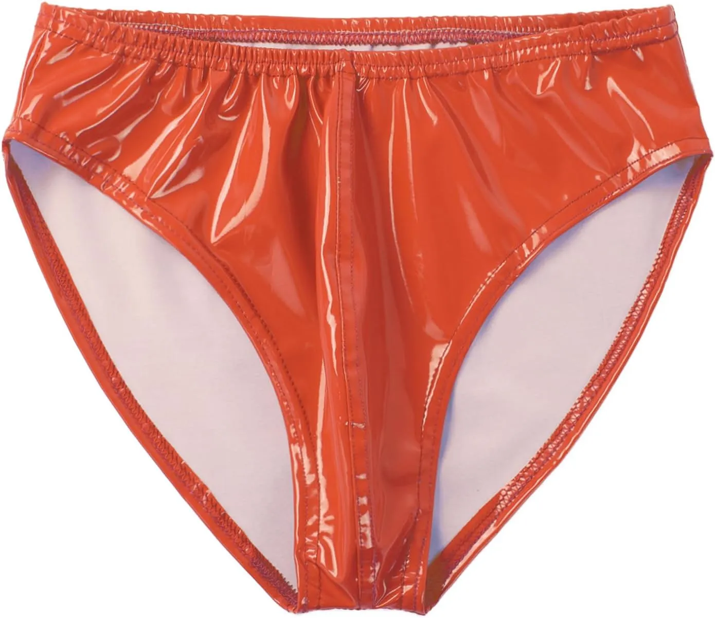 Men's Sexy Solid Color Patent Leather Briefs Low Waist Elastic Waistband Shorts