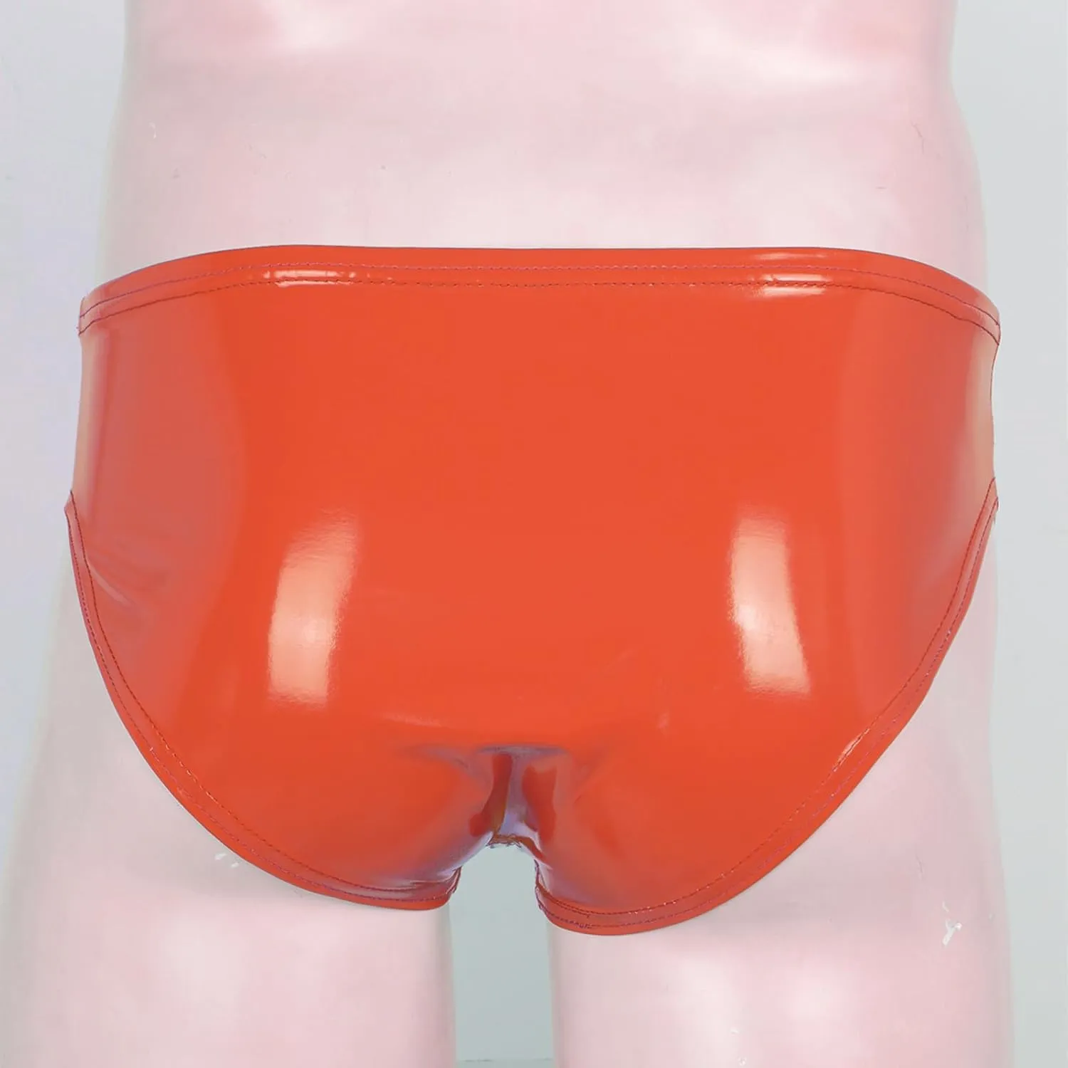 Men's Sexy Solid Color Patent Leather Briefs Low Waist Elastic Waistband Shorts