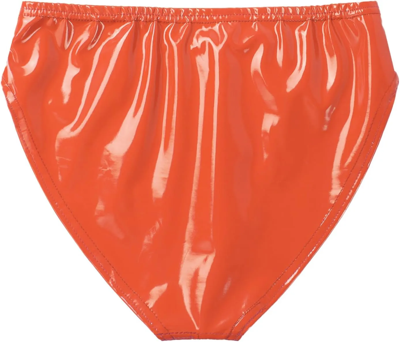 Men's Sexy Solid Color Patent Leather Briefs Low Waist Elastic Waistband Shorts