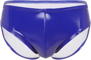 Men's Sexy Solid Color Patent Leather Briefs Low Waist Elastic Waistband Shorts