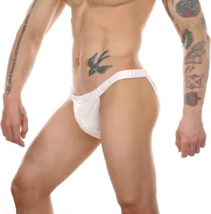 Mens Surf Swim Shorts Side Buckle Briefs Imitation Leather Bikini Trunks Reflective Metal Texture Thongs