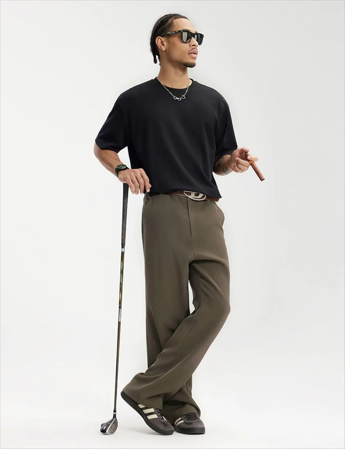 Men's Teen Loose Fit Wide Leg Dress Pants Casual Solid High Waist Straight Leg Trousers with Pocket
