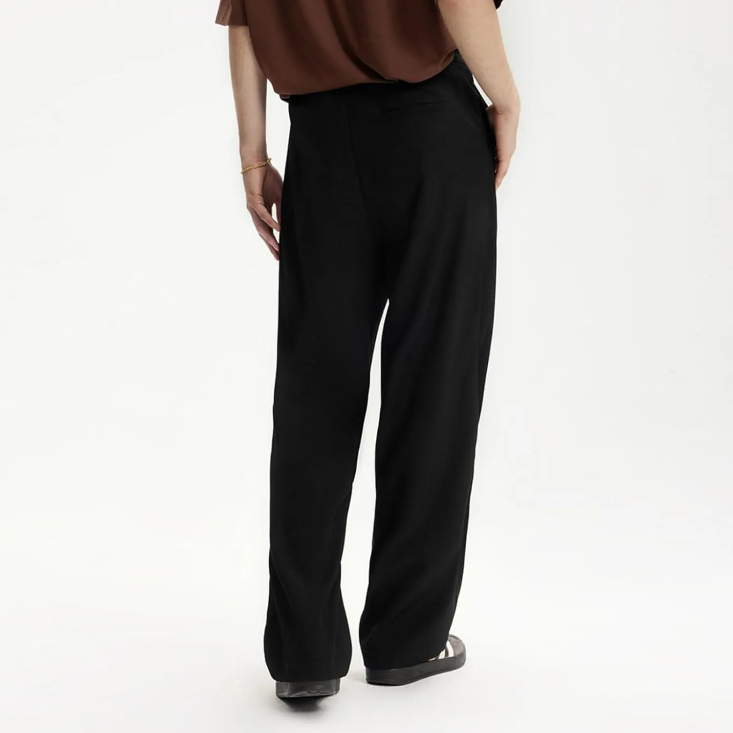 Men's Teen Loose Fit Wide Leg Dress Pants Casual Solid High Waist Straight Leg Trousers with Pocket