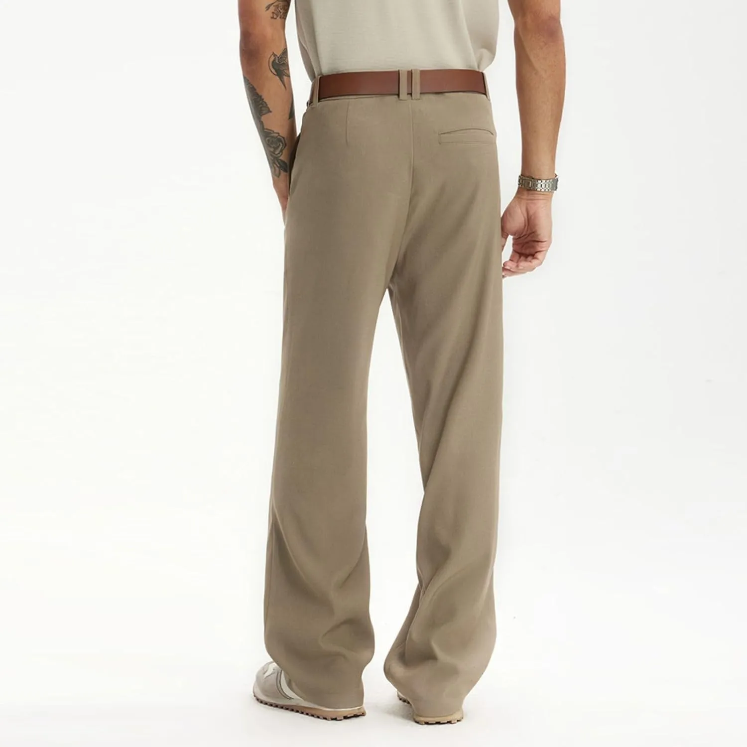 Men's Teen Loose Fit Wide Leg Dress Pants Casual Solid High Waist Straight Leg Trousers with Pocket