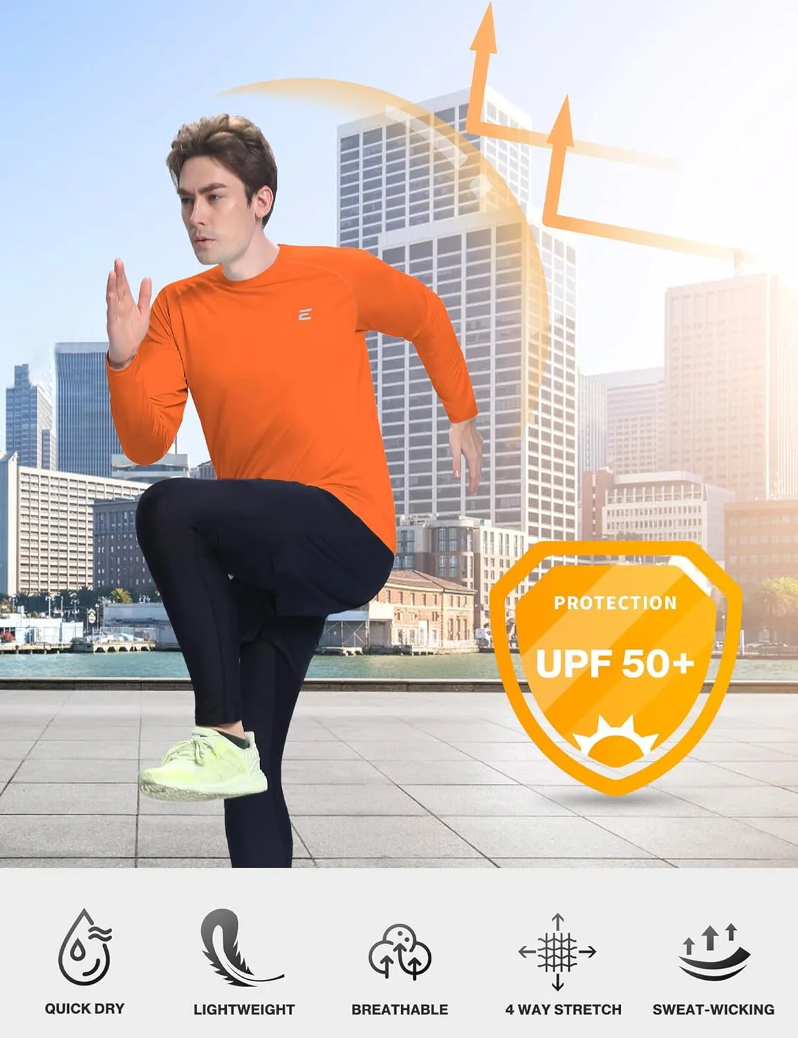 Men's UPF 50  Sun Protection Shirts UV SPF Long Sleeve Rash Guard Fishing Swim Shirt Quick Dry
