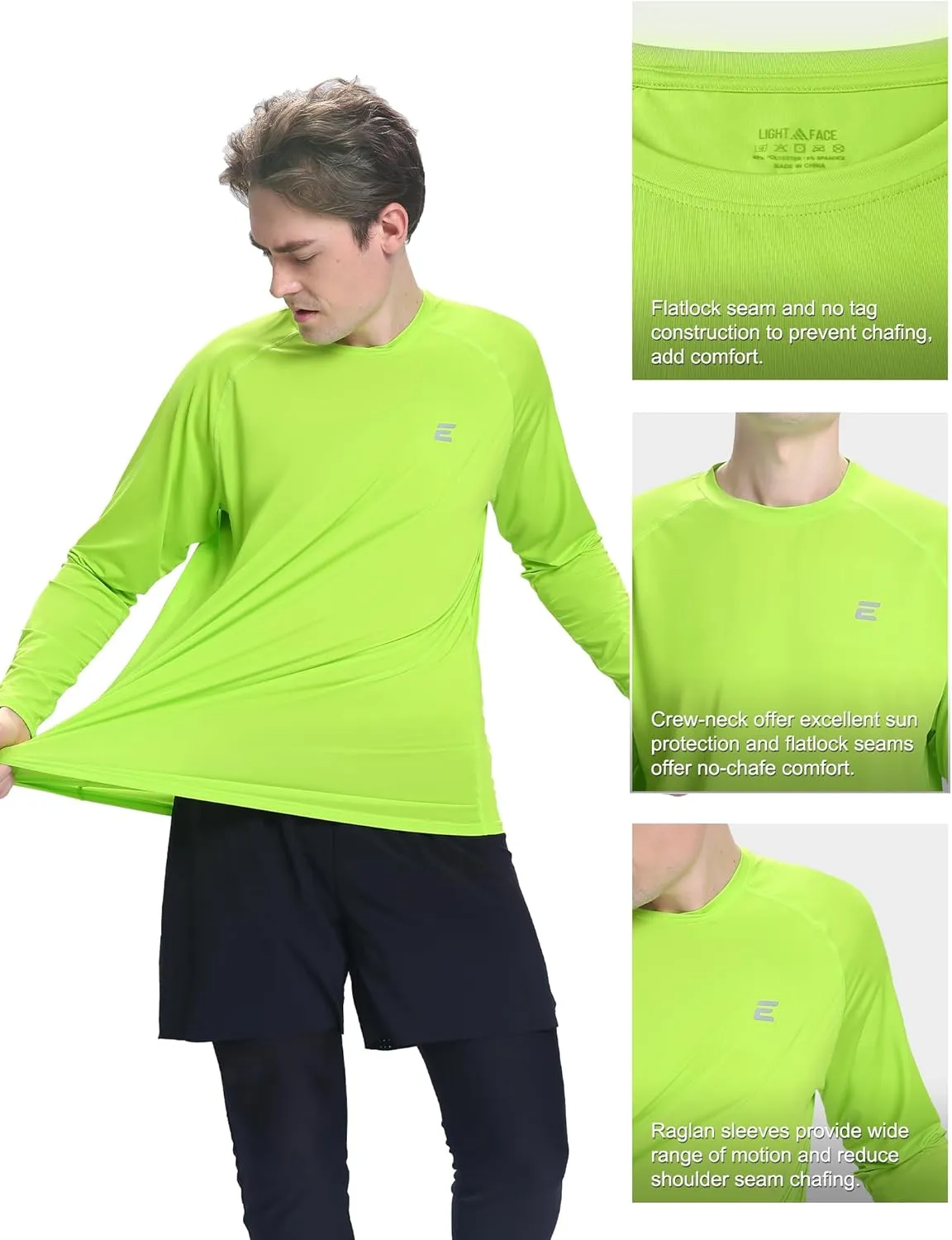 Men's UPF 50  Sun Protection Shirts UV SPF Long Sleeve Rash Guard Fishing Swim Shirt Quick Dry