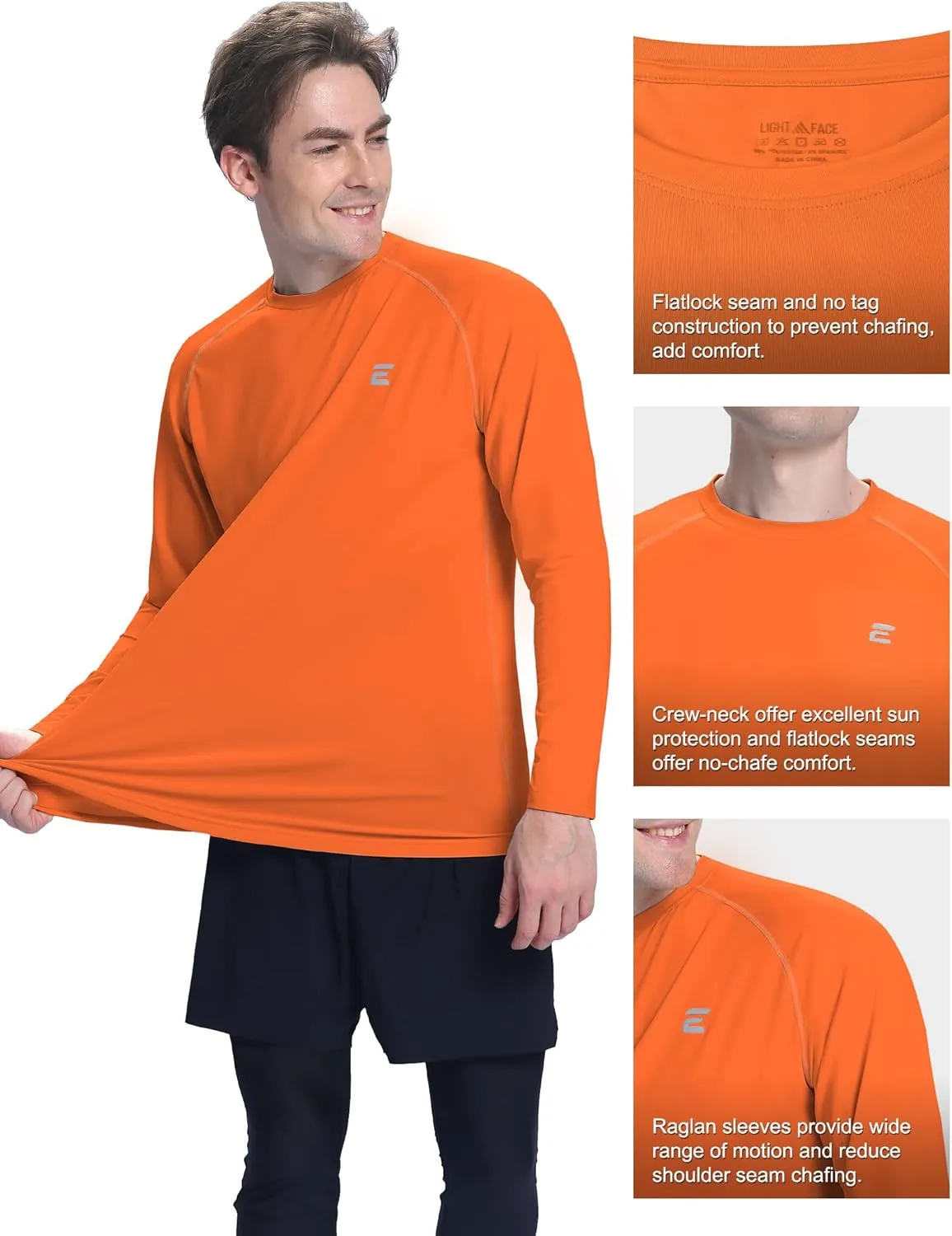 Men's UPF 50  Sun Protection Shirts UV SPF Long Sleeve Rash Guard Fishing Swim Shirt Quick Dry