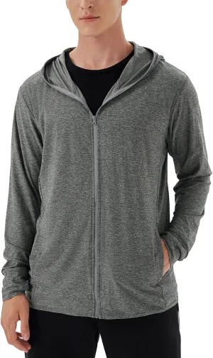 Mens UPF 50  UV Full Zip Sun Protection Hoodie Jacket With Thumb holes Cooling Lightweight Fishing Hiking Cooling Shirts men