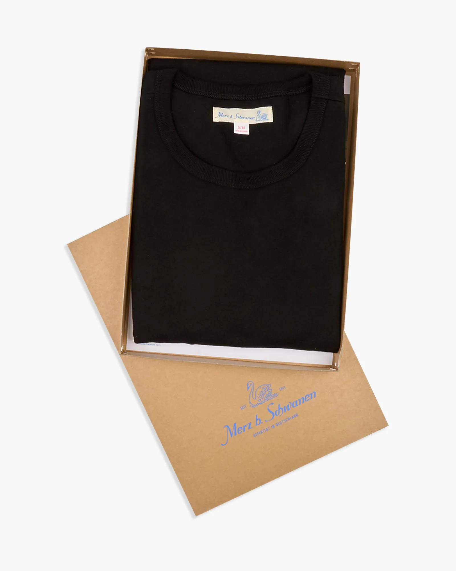 Merz b. Schwanen Good Originals 2M15C Cropped Classic Fit 6.8oz Sturdy Jersey Tee - Black