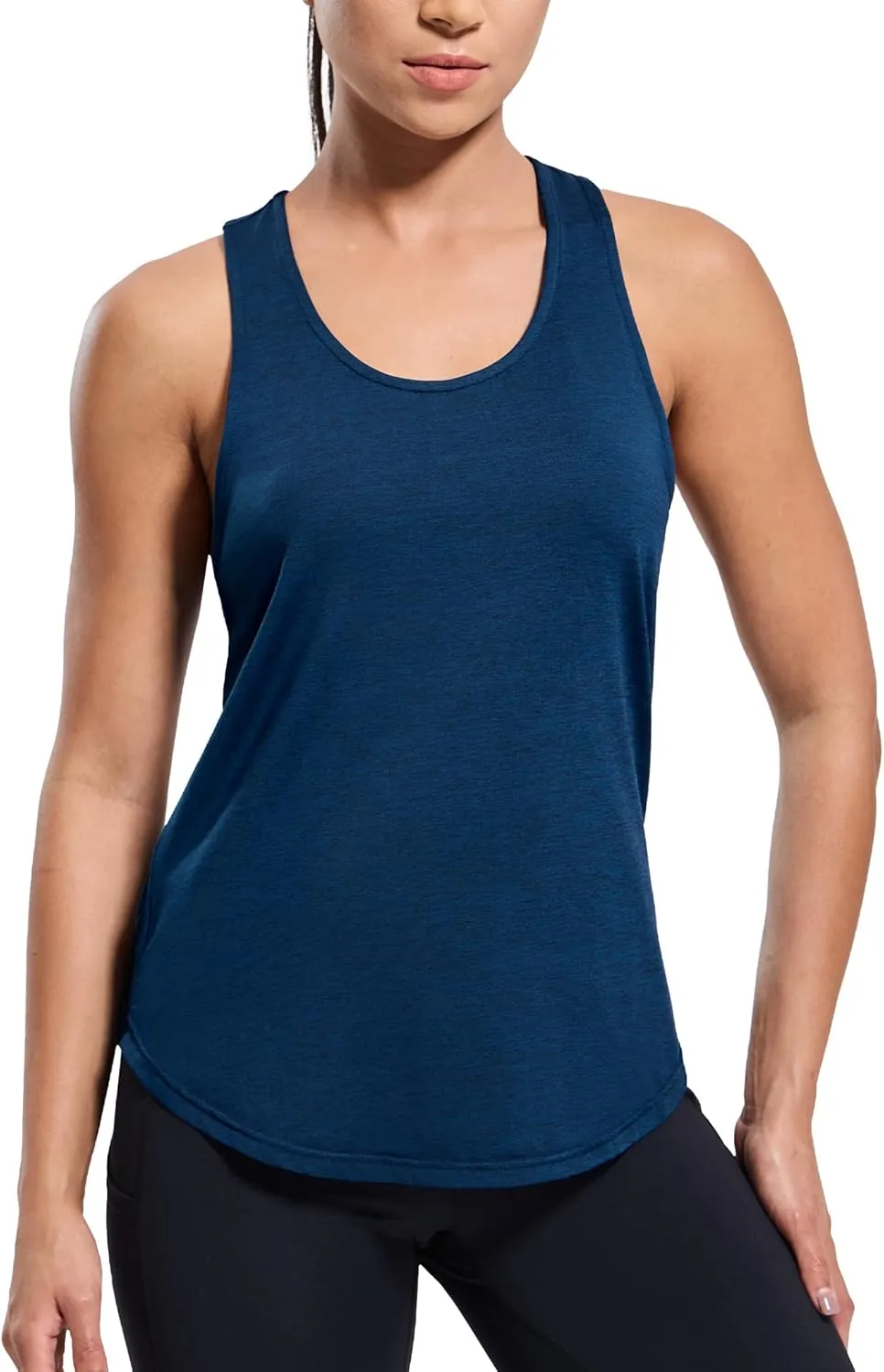 MIER Womens Workout Tank Tops Sleeveless Yoga Athletic Running Dry Fit Shirts Racerback Soft Gym Muscle Tee, Scoop Neck