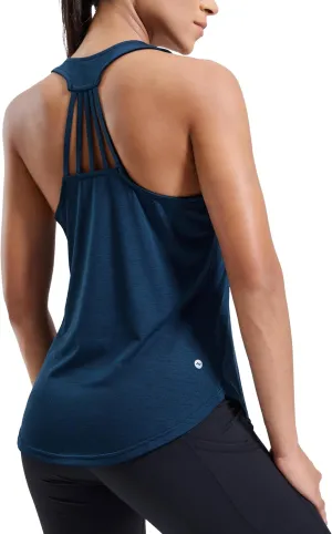 MIER Womens Workout Tank Tops Sleeveless Yoga Athletic Running Dry Fit Shirts Racerback Soft Gym Muscle Tee, Scoop Neck