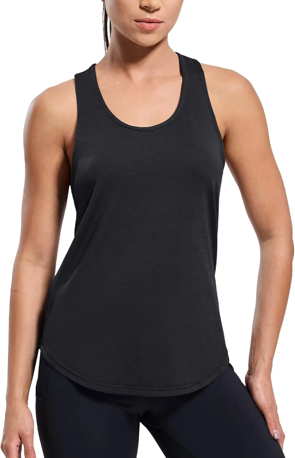 MIER Womens Workout Tank Tops Sleeveless Yoga Athletic Running Dry Fit Shirts Racerback Soft Gym Muscle Tee, Scoop Neck