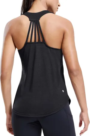 MIER Womens Workout Tank Tops Sleeveless Yoga Athletic Running Dry Fit Shirts Racerback Soft Gym Muscle Tee, Scoop Neck