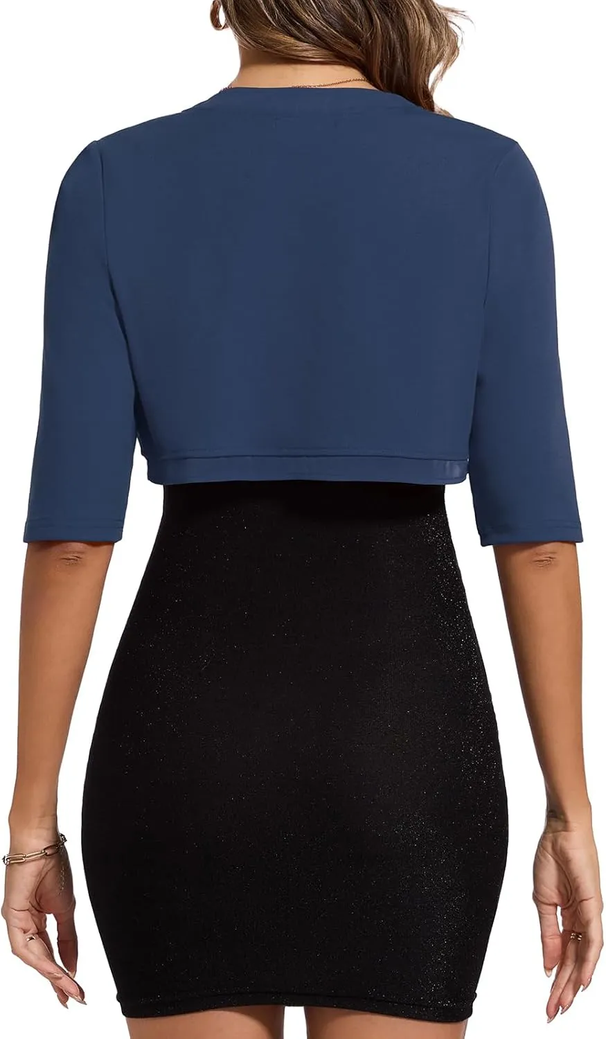 MINTLIMIT Women's Bolero Shrug Top 3/4 Sleeve Open Front Cropped Cardigan Boleros Jackets for Dresses
