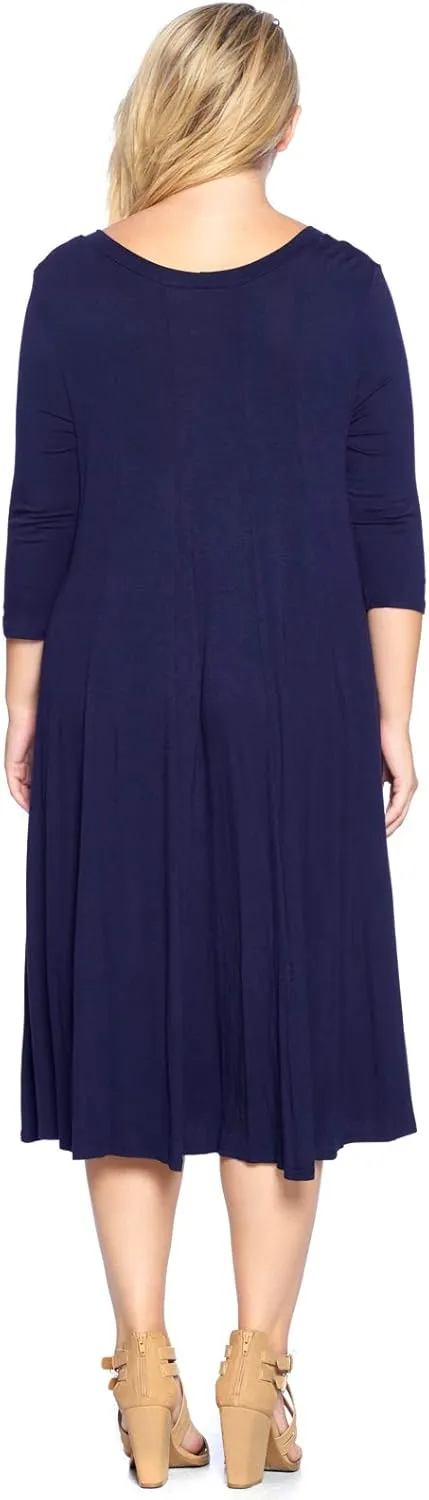 Modern Kiwi Women's Plus Size Long Sleeve Flowy Maxi Dress (1X-4X)