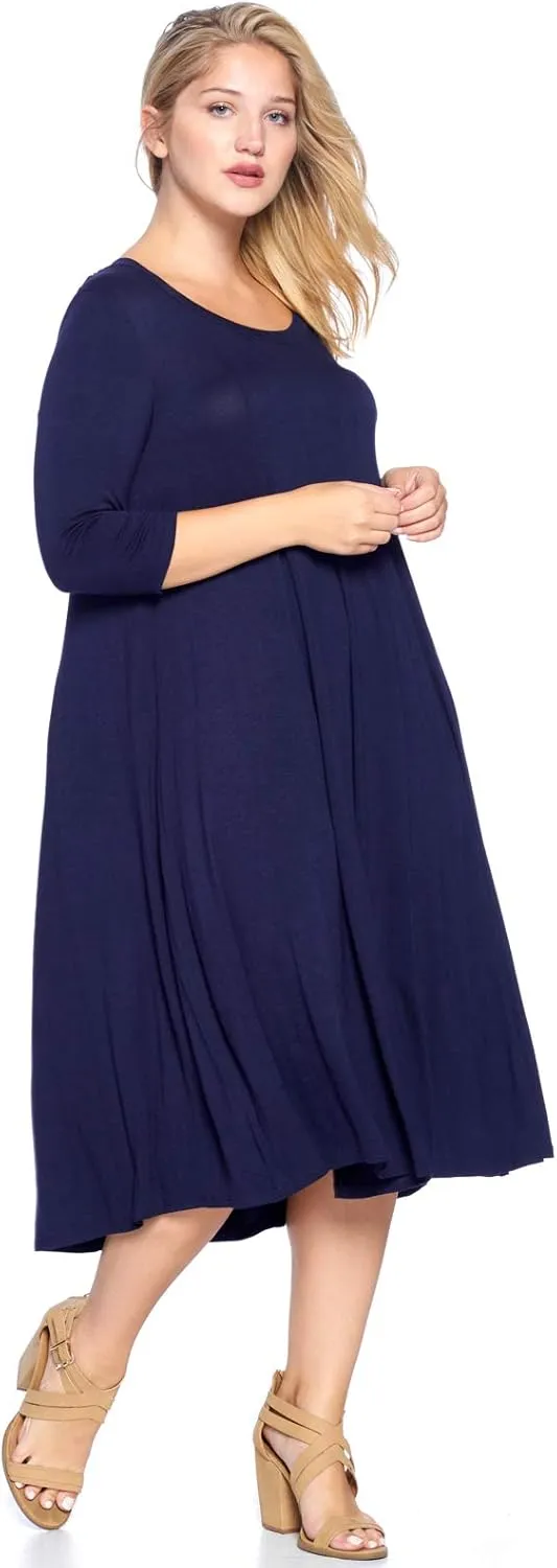 Modern Kiwi Women's Plus Size Long Sleeve Flowy Maxi Dress (1X-4X)