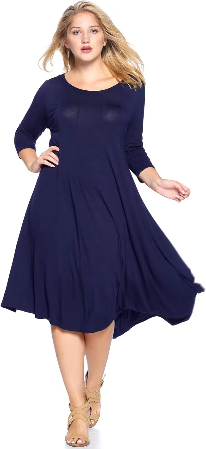 Modern Kiwi Women's Plus Size Long Sleeve Flowy Maxi Dress (1X-4X)
