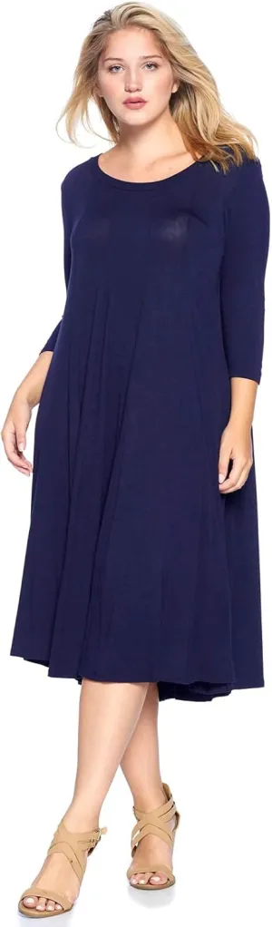 Modern Kiwi Women's Plus Size Long Sleeve Flowy Maxi Dress (1X-4X)
