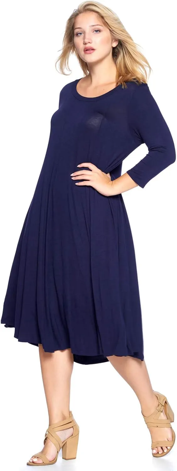 Modern Kiwi Women's Plus Size Long Sleeve Flowy Maxi Dress (1X-4X)