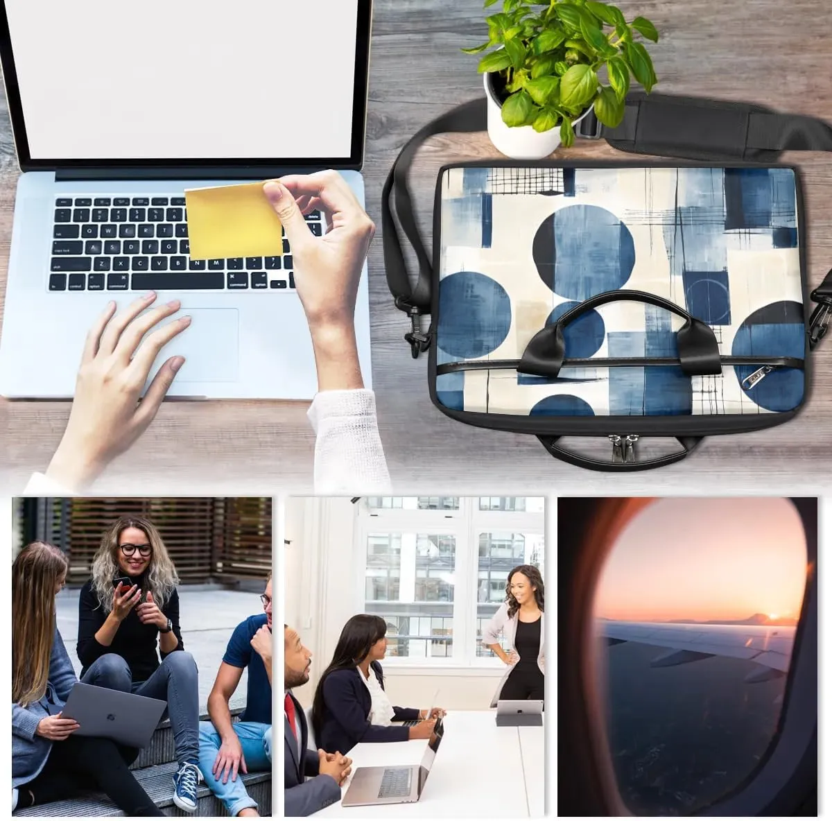 Modern Polka Dots Print 15 Inch Laptop Bag Women Men Laptop Carrying Case