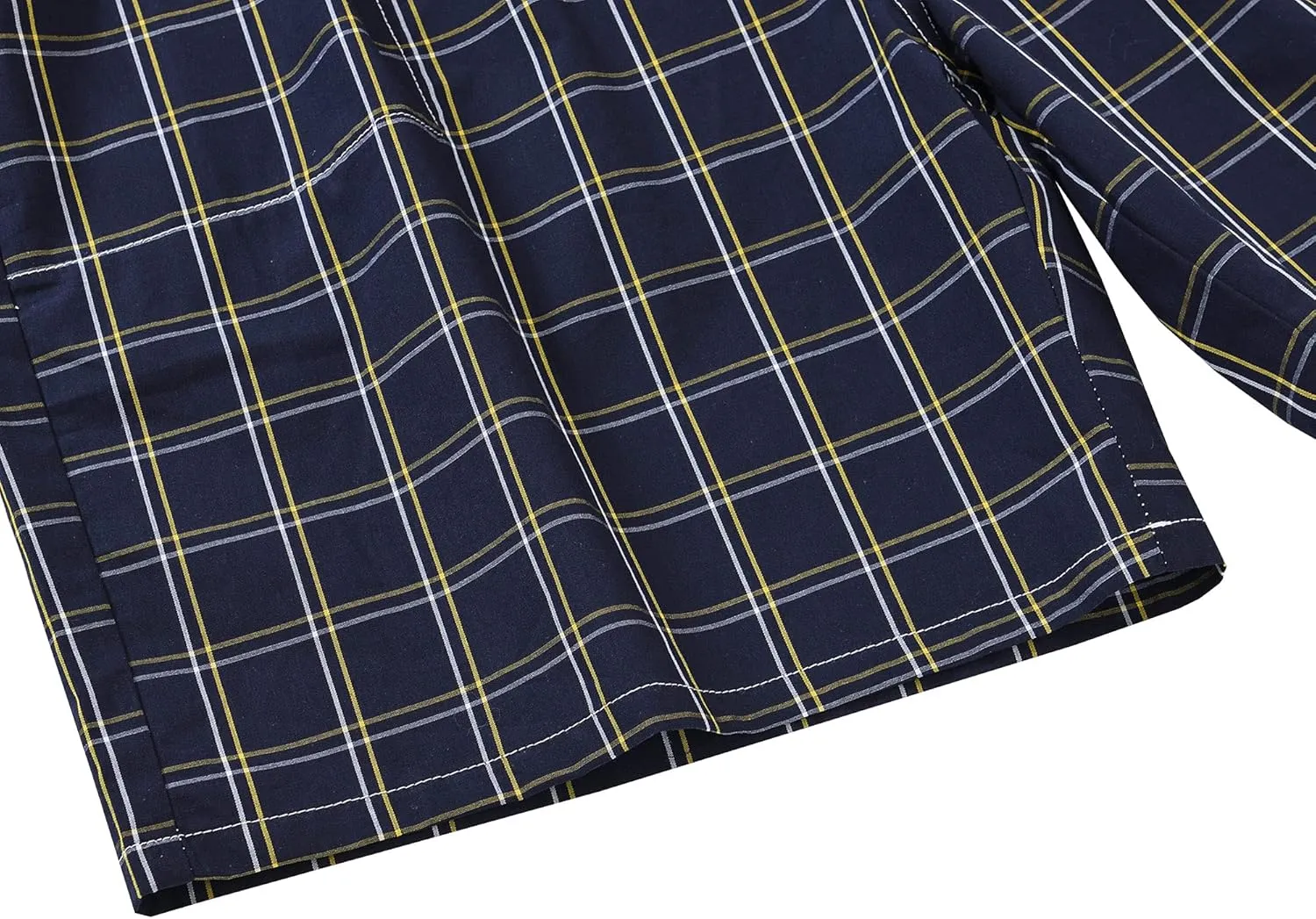 MoFiz Men's Sleepwear Shorts Pajama Bottom Lounge Short Plaid Button Open Fly 3Pack