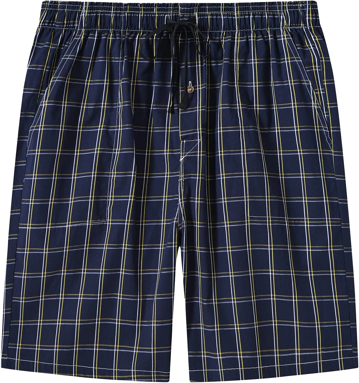 MoFiz Men's Sleepwear Shorts Pajama Bottom Lounge Short Plaid Button Open Fly 3Pack