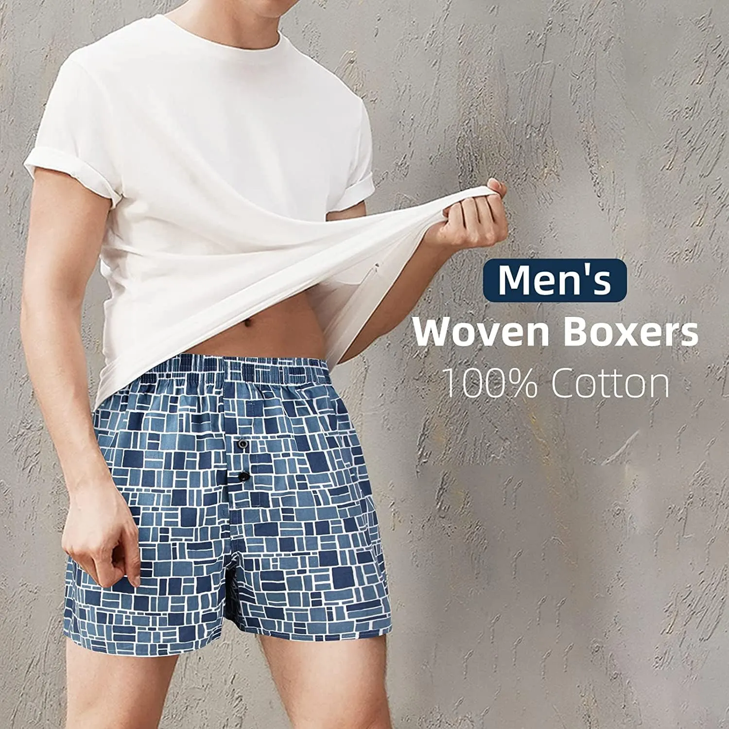 Natural Feelings Classic Boxers Shorts Cotton Woven Mens Underwear Boxers Pack