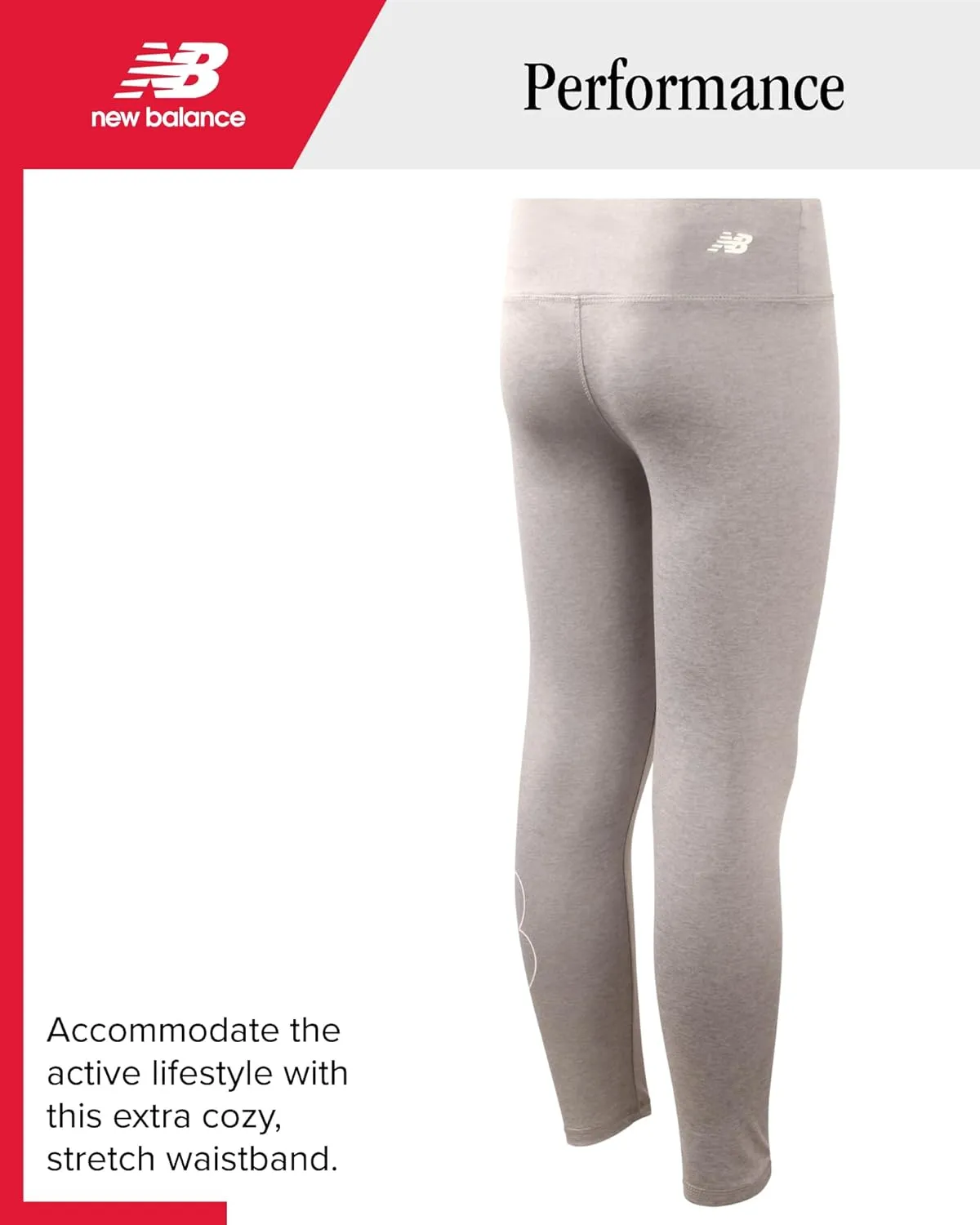 New Balance Girls' Active Leggings - 2 Pack Full Length Performance Yoga Pants (7-16)