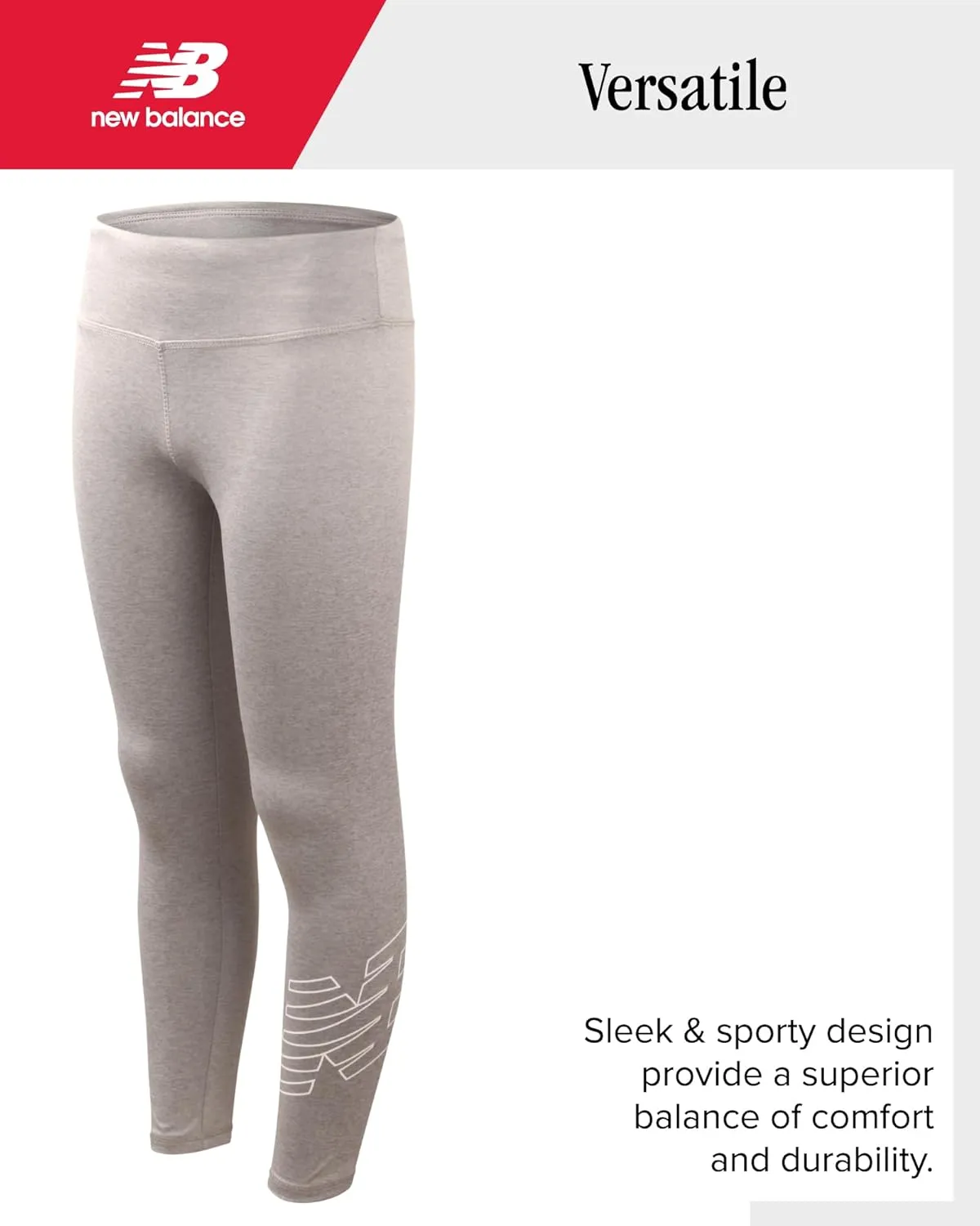 New Balance Girls' Active Leggings - 2 Pack Full Length Performance Yoga Pants (7-16)