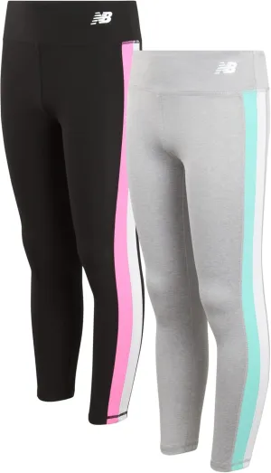 New Balance Girls' Active Leggings - 2 Pack Full Length Performance Yoga Pants (7-16)
