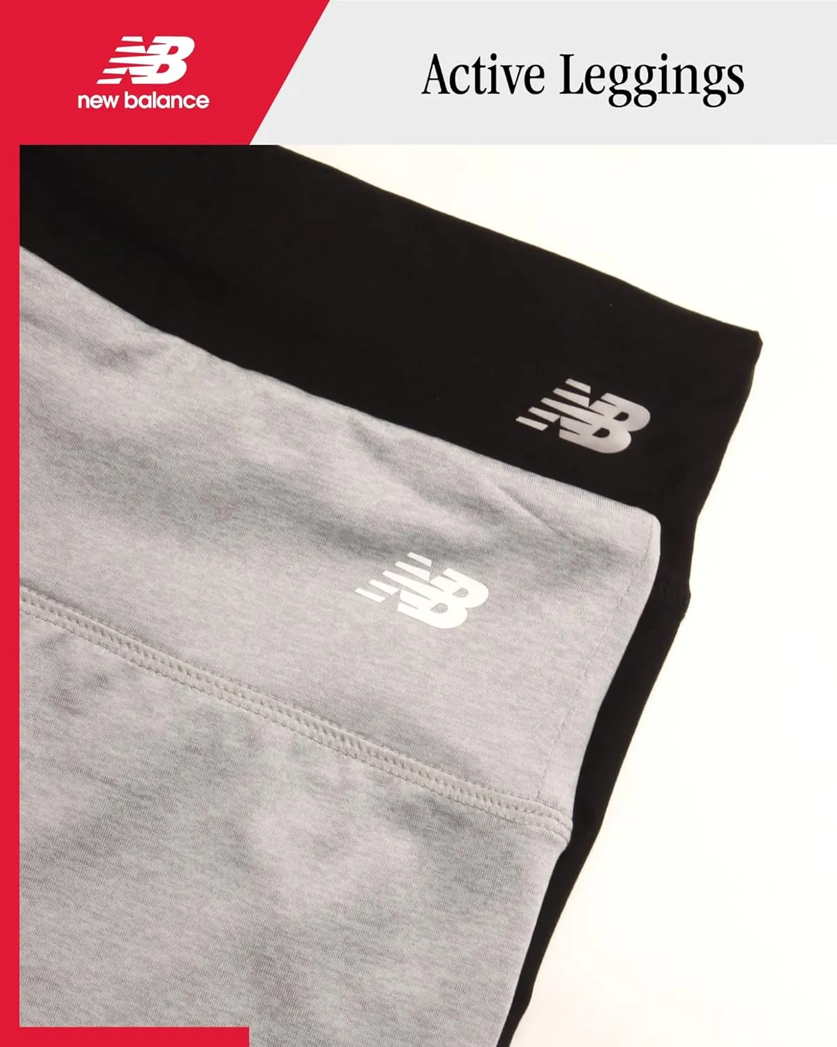 New Balance Girls' Active Leggings - 2 Pack Full Length Performance Yoga Pants (7-16)