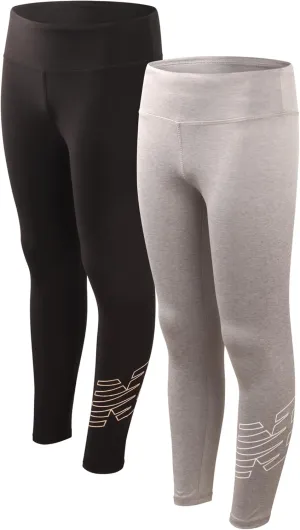 New Balance Girls' Active Leggings - 2 Pack Full Length Performance Yoga Pants (7-16)