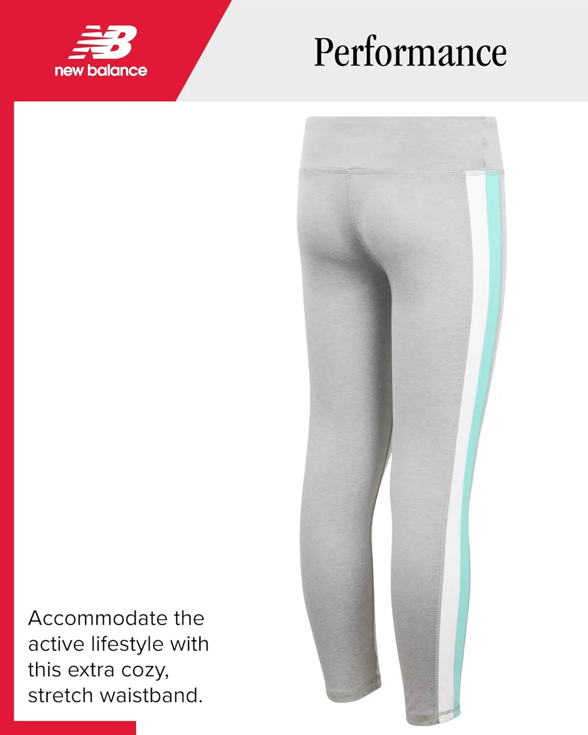 New Balance Girls' Active Leggings - 2 Pack Full Length Performance Yoga Pants (7-16)