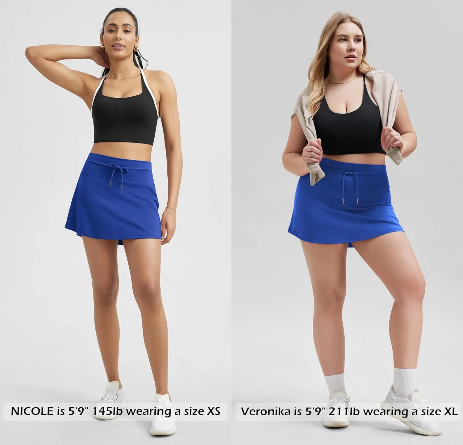 ODODOS Women's Drawstring Tie Daily Skirts Built-in Shorts Athletic Golf Tennis Skorts with Ball Pocket