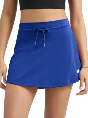ODODOS Women's Drawstring Tie Daily Skirts Built-in Shorts Athletic Golf Tennis Skorts with Ball Pocket