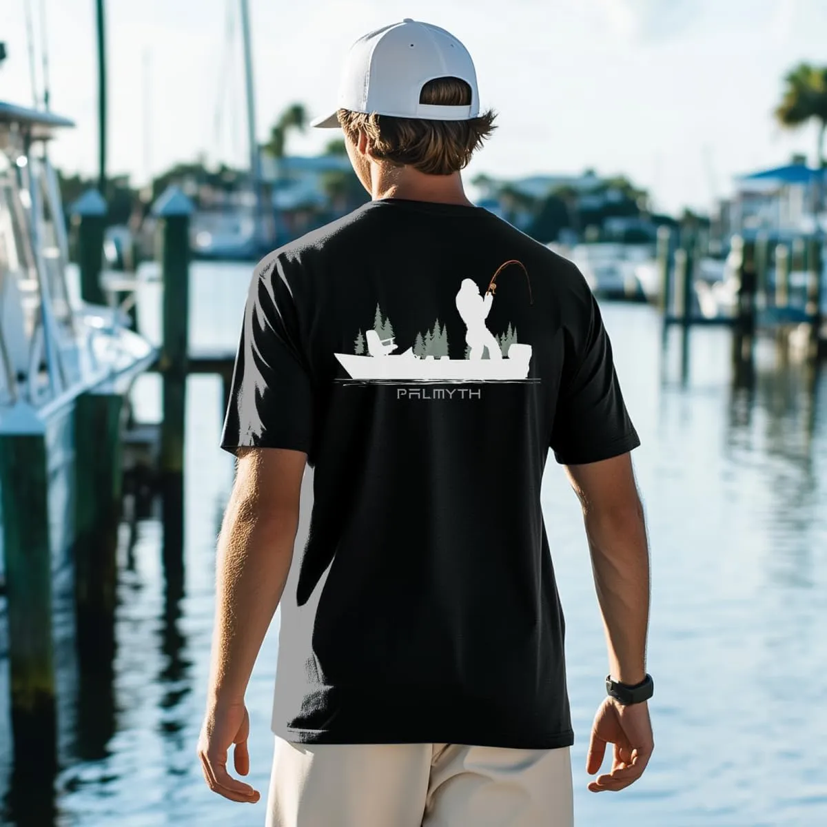 Palmyth Men's Fishing Shirt Short Sleeve T-Shirt Sun Protection UV UPF 50  Tee