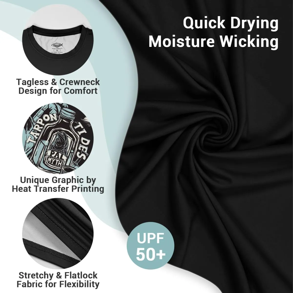 Palmyth Men's Fishing Shirt Short Sleeve T-Shirt Sun Protection UV UPF 50  Tee