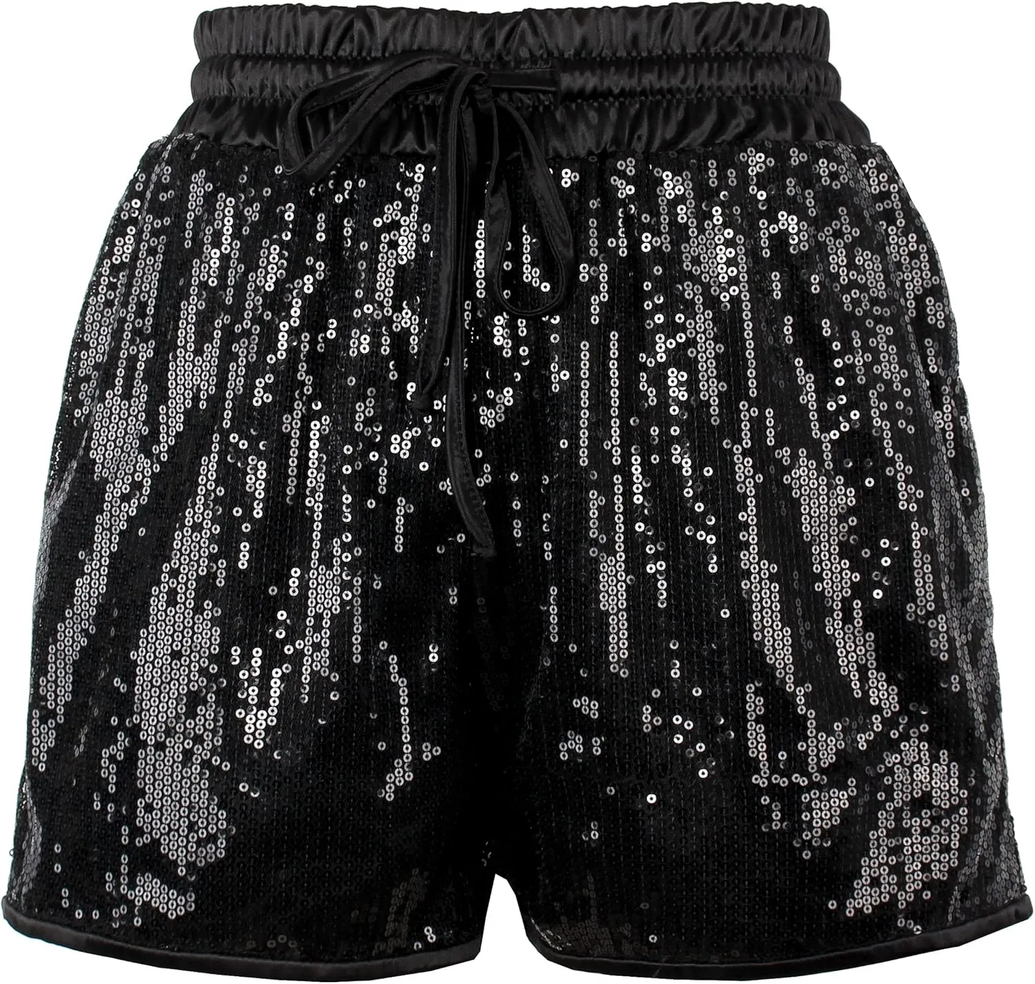 PESION Sequins Rave Shorts for Women High Waist Casual Loose A Line Hot Pants Sparkly Clubwear Night-Out