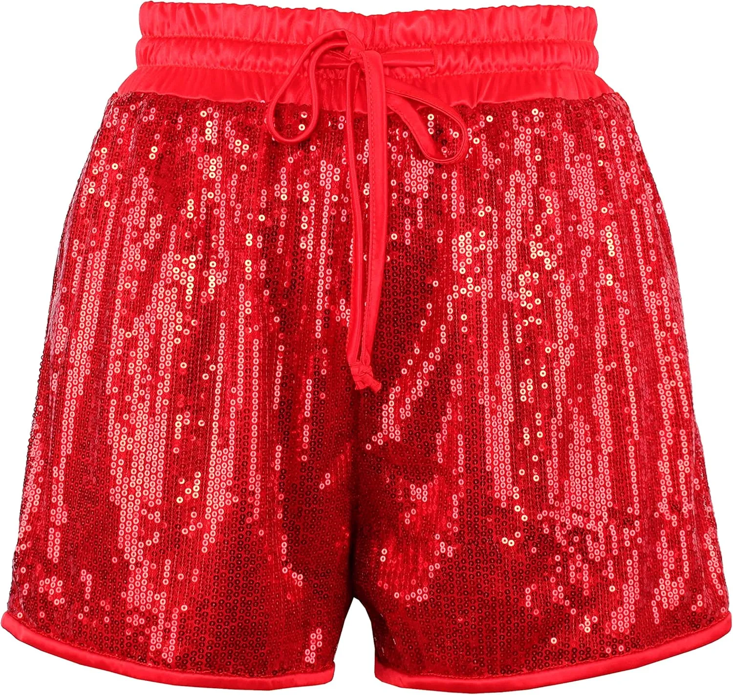 PESION Sequins Rave Shorts for Women High Waist Casual Loose A Line Hot Pants Sparkly Clubwear Night-Out